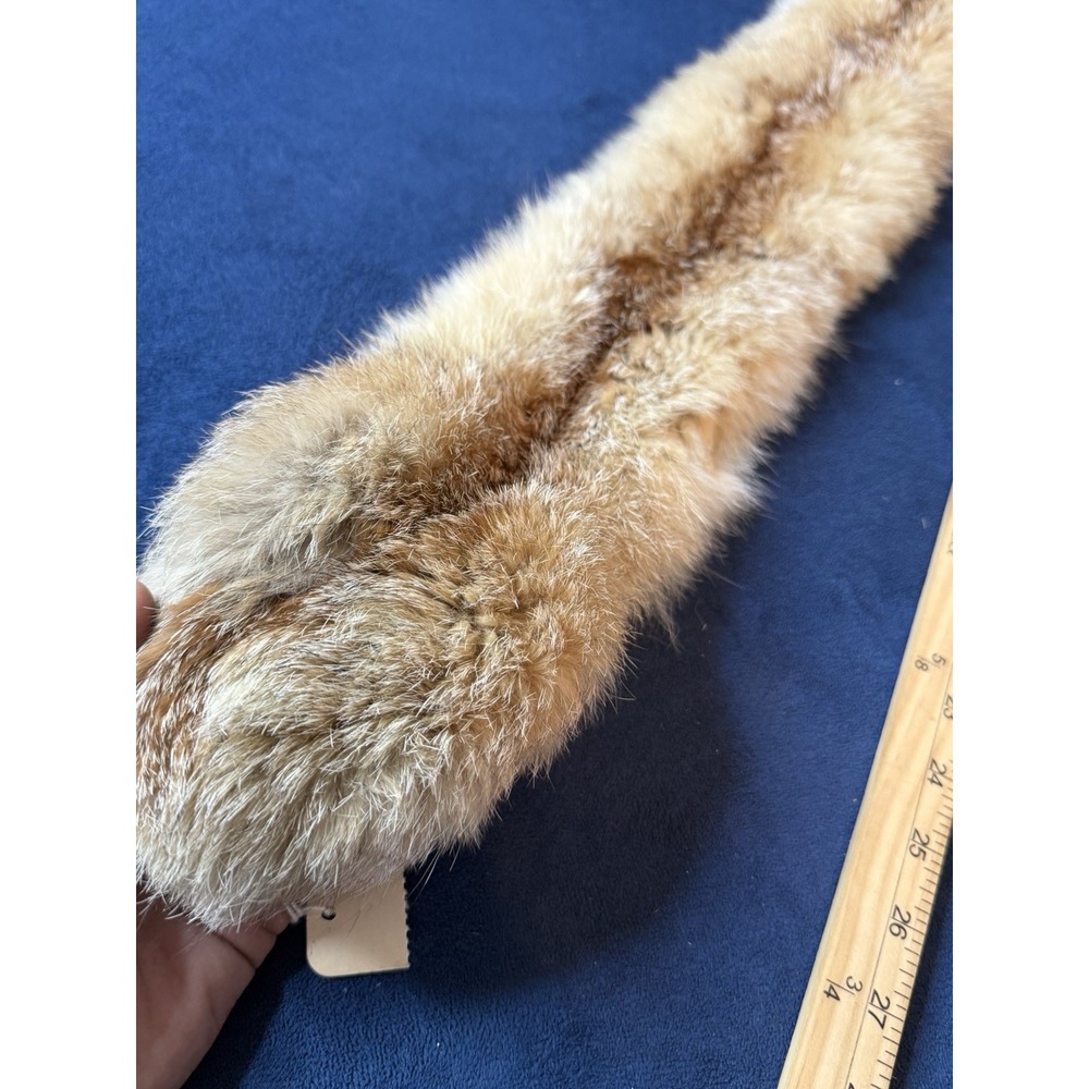 Vtg Genuine Tibetan Sand Foxtail Fur Collar 27” Brown Handmade Wrap Scarf